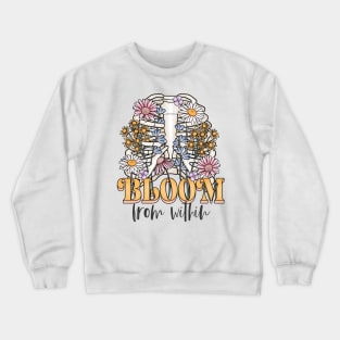 Bloom from within floral rib cage design Crewneck Sweatshirt